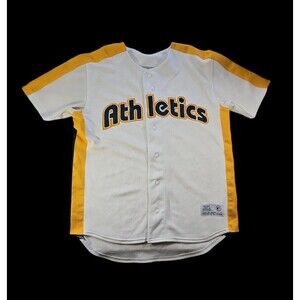Oakland Athletics A'S True Fan Rare White Yellow Green Jersey Size Medium